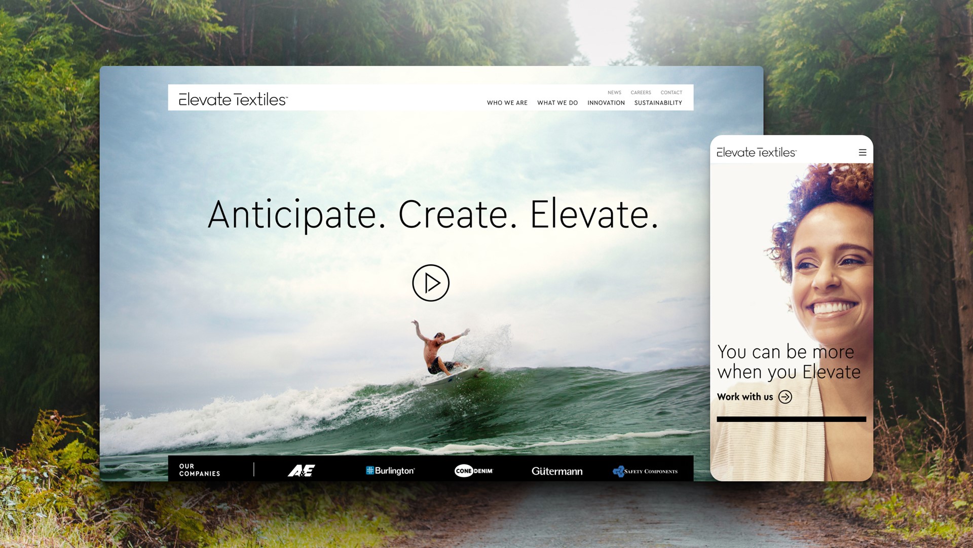 Elevate Textiles website